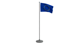 Low poly animated European flag 3D model, optimized for Blender CG visualizations with quad meshes.