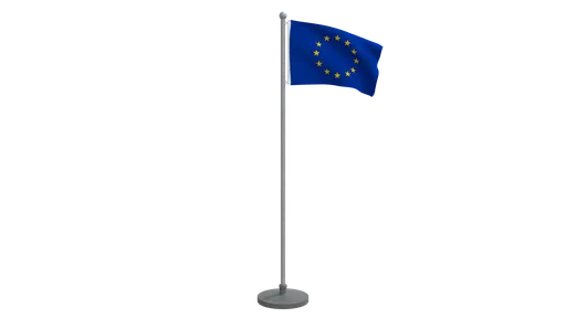 Low poly animated European flag 3D model, optimized for Blender CG visualizations with quad meshes.