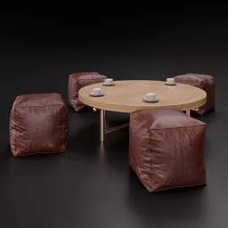 Coffee table with poufs