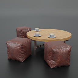 Coffee table with poufs