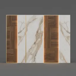 Calacatta Marble Walnut Wall Panel Unit