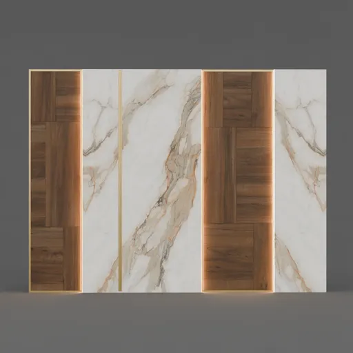 Calacatta Marble Walnut Wall Panel Unit