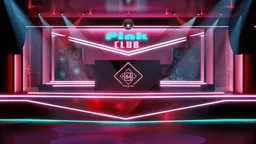 Vibrant 3D-rendered indoor pink nightclub scene with dynamic lighting, created in Blender with EEVEE engine.