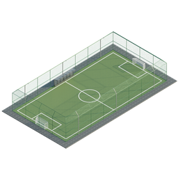 "Free Mini Stadion 3D model for Blender featuring a soccer field with a goal and net, isometric environment, and Tartarian architecture. Ideal for military building simulations and trending on Interfacelift."