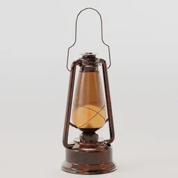 "Vintage Lantern 3D Model for Blender 3D - A beautifully crafted outdoor light with brass and wood mechanisms, reminiscent of old-fashioned oil lamps. This 3D model features intricate details and a two-tone shading, making it a great addition to any vintage-themed project."