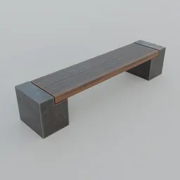 Detailed 3D render of a modern long bench, ideal asset for Blender 3D, showcasing minimalist design.