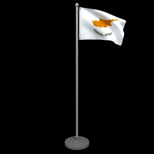 Low-poly animated Cyprus flag 3D model with two quad meshes for CG visualizations, suitable for Blender 3D projects.
