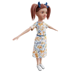 Detailed 3D model featuring a young female character, designed for Blender with realistic textures and hair.