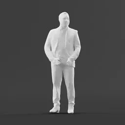 Low poly man wearing suit