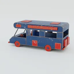 "Get creative with the 'Toy Camper' 3D model for Blender 3D - a wooden, half blueprint replica of a year 1968 damaged painted toy camper, inspired by Mary Adshead and well-rendered with a finalRender of 0.8 and Redshift renderer. Trending on Artforum and pre-rendered."