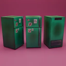 Stylized Low Poly Hand-Painted Fridge