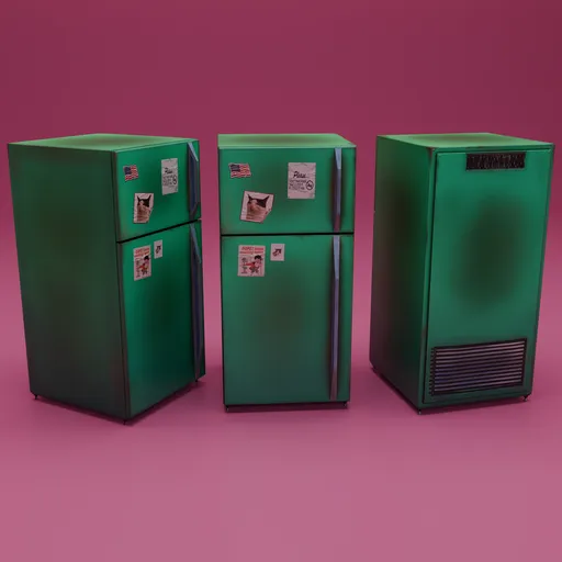 Stylized Low Poly Hand-Painted Fridge
