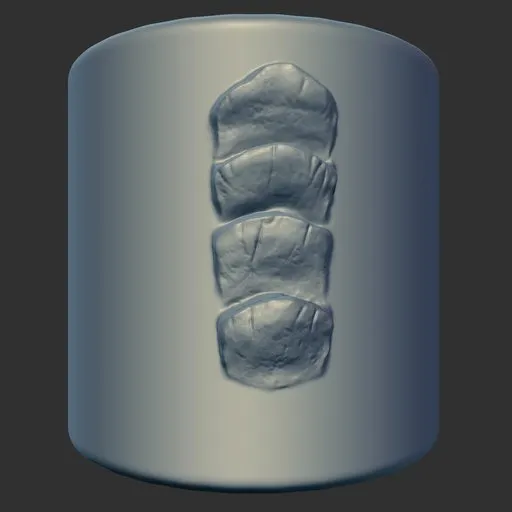 Detailed sculpting of reptilian scales with ER Dragon Brush 68 for Blender 3D modeling.