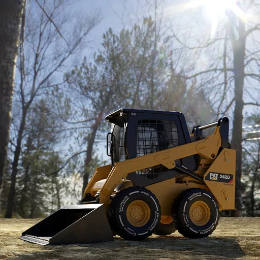 Detailed Blender 3D model of industrial skid steer loader with high realism, ideal for simulation and animation.