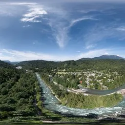 Aerial Mountain Valley Sunny Day