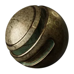 High-quality PBR Rusted Bronze material, ideal for 3D modeling in Blender, showing aged surface with scratches and patina.