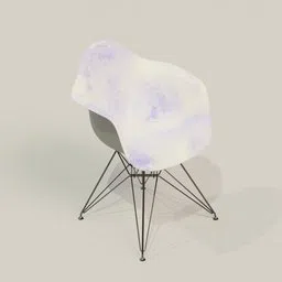 Textured modern-style 3D chair model with metal legs, designed for Blender rendering use.
