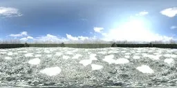 12K panoramic winter garden HDR with snow, hedges, and purple flowers for realistic lighting in 3D scenes.