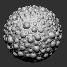 3D sculpting brush effect for creature skin textures in Blender, showcasing raised spherical details.