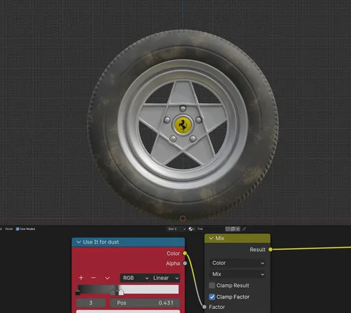 High-quality 3D model of a customizable vehicle tire in Blender, featuring detailed treads and rim design.