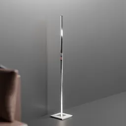 "Modern Floor Lamp Pole for Blender 3D: Stainless Steel Pole Design with Sleek Profile and Light. Ideal for Contemporary Living Rooms."