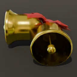 Christmas Bell Golden Red Ribbon