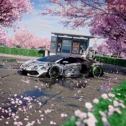 Midday Cherry Blossom Lamborghini
