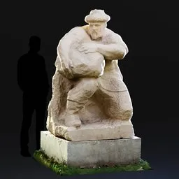 High-resolution 3D sculpted model of a muscular man lifting a rock, showcasing intricate texturing and design detail. Suitable for Blender.