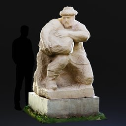 Statue of a strongman with a stone