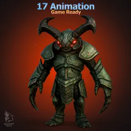 Horned Armored Monster Rigged Animated