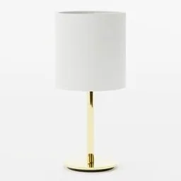 "Table lamp 3D model for Blender 3D - Elegant gold body and white shade on a textured base, inspired by Ikea's Ringsta/skaftet design. Perfect for creating a cozy atmosphere in a dimly lit bedroom or on a sidetable in any room. Available for purchase on worth1000.com"