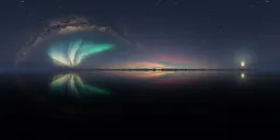 Night Aurora Lights & Moon