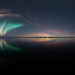 Night Aurora Lights & Moon