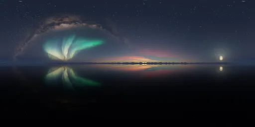 Night Aurora Lights & Moon