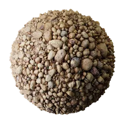 High-resolution Brown Gravel PBR 3D material with detailed stone texture for realistic rendering in Blender and other 3D apps.