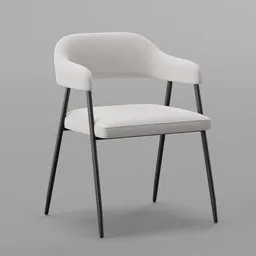 Detailed 3D model of a modern upholstered armchair with metal legs, designed for Blender rendering.