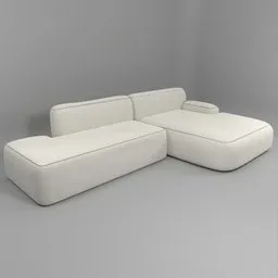 3D render of a modern beige fabric sectional sofa with clean lines, suitable for Blender modeling and rendering.