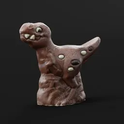 3D render of a chocolate dinosaur model suitable for Blender, perfect for Easter-themed projects.
