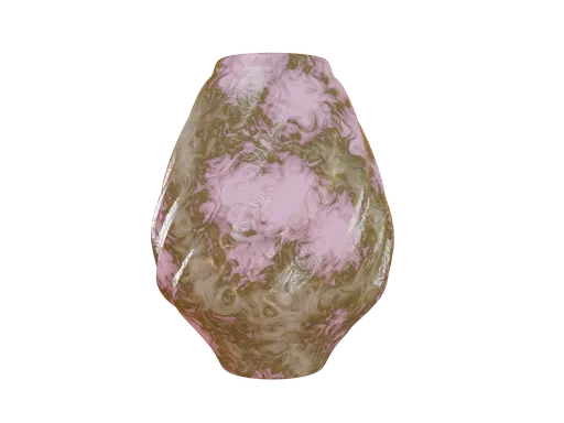 Decorative Blender 3D model of a jug with textured pink and green marble material, for office decor visualization.