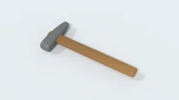 3D low-poly style hammer model, optimized for Blender CG visualizations with a single quad mesh structure.