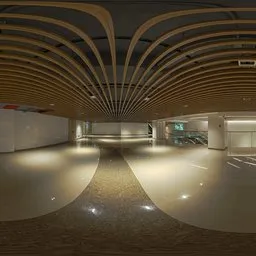 Indoor open space at night