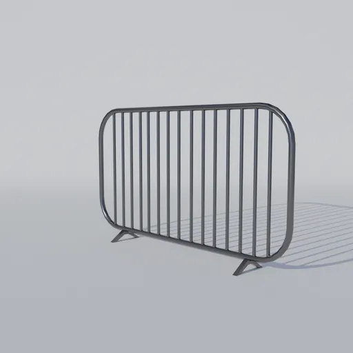 Detailed 3D model of metal crowd control barrier with precise design for Blender rendering.