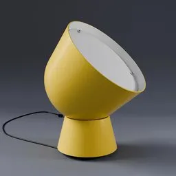 Yellow IKEA PS 2017 floor lamp 3D model created in Blender with realistic textures and lighting, suitable for interior design visualizations.