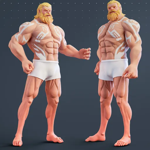 Stylized Muscular Barbarian Base Mesh