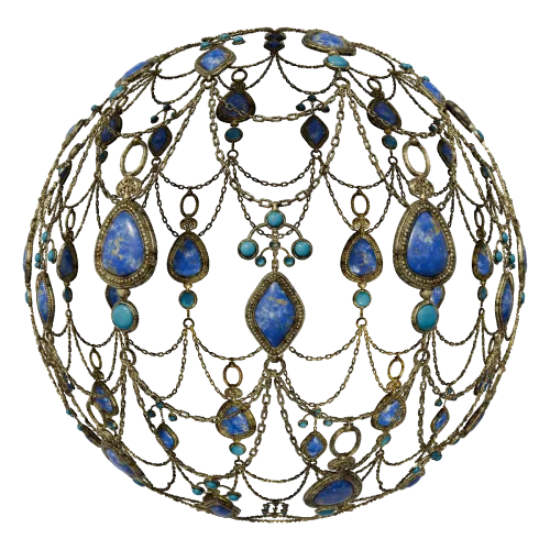 High-resolution PBR antique gold and lapis lazuli material texture for 3D modeling in Blender.