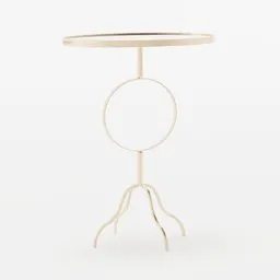 3D Blender model of an elegant, modern gold accent table with a mirrored top and a minimalist thin metal frame.