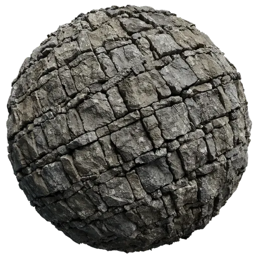 High-quality PBR texture of a Japanese stone wall, perfect for 3D modeling and Blender projects.