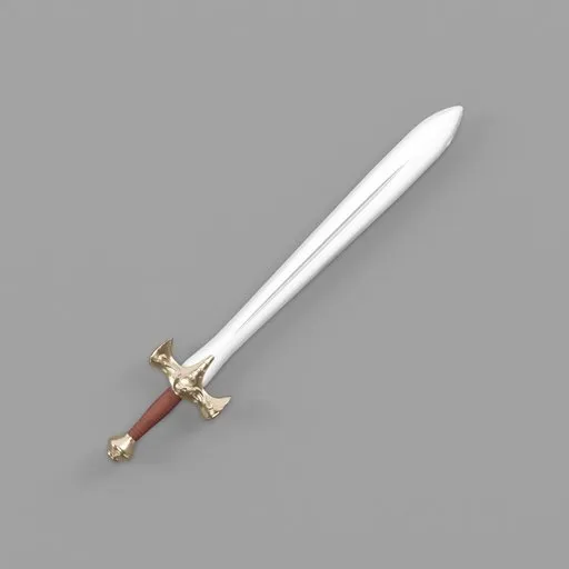 Detailed Blender 3D model featuring an ornate, textured grip and a sleek, tapered blade designed for animation and game assets.