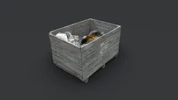 Detailed 3D model of wooden cargo box with textures, suitable for Blender rendering and industrial scenes.