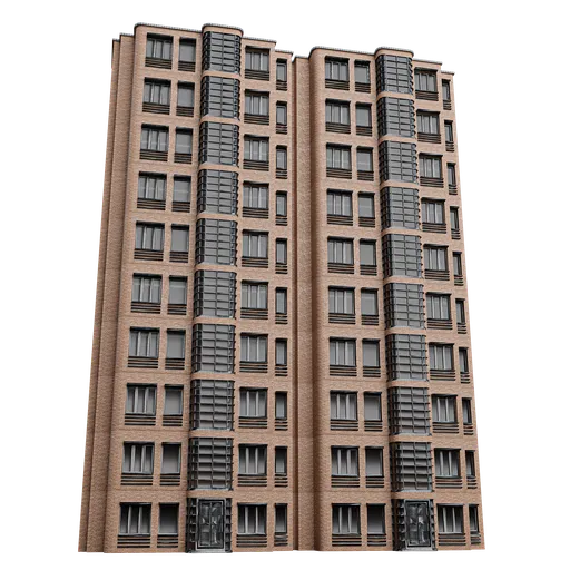 Highly detailed 10-story 3D building model optimized for Blender Eevee and Cycles rendering engines.